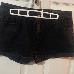 Black denim shorts